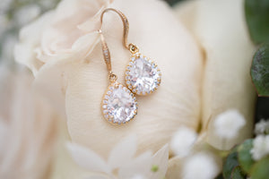 Crystal Drop Earrings - Gold