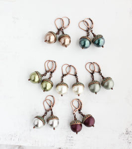 Acorn EARRINGS (8 colors) | Blush Mint Copper Patina