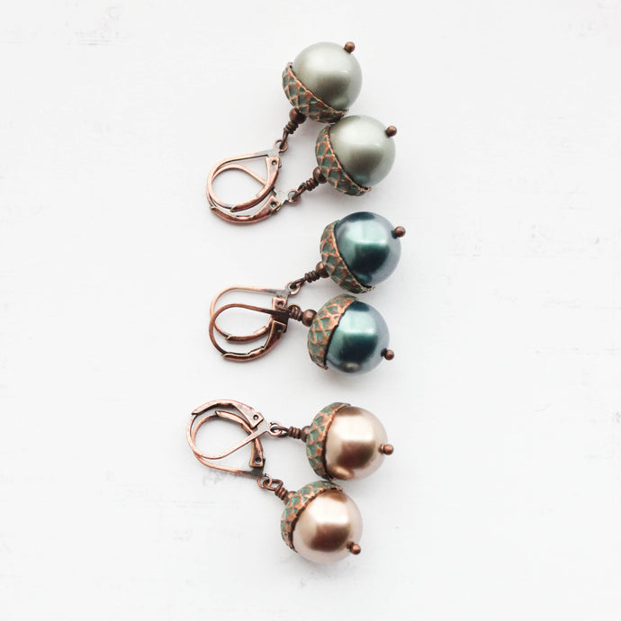 Acorn EARRINGS (8 colors) | Blush Mint Copper Patina