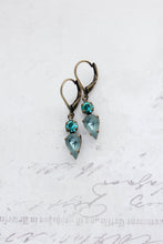 Load image into Gallery viewer, Tiny Vintage Glass Drop Earrings | Peacock Blue