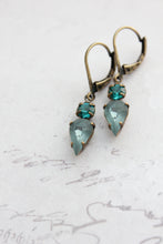 Load image into Gallery viewer, Tiny Vintage Glass Drop Earrings | Peacock Blue