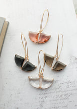 Load image into Gallery viewer, Large Art Deco Fan Glass Earrings | Peach Glass