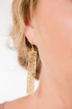 Load image into Gallery viewer, Long Bar Filigree Earrings - Rose Gold