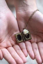 Load image into Gallery viewer, Book Locket Necklace | Cream Rose Charm