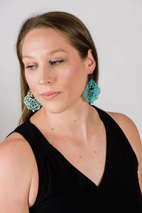 Damask Filigree Earrings - Deep Teal