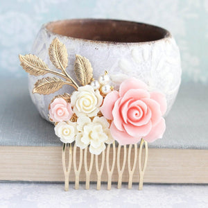 Blush Pink Rose Comb