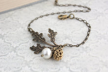 Load image into Gallery viewer, Woodland Charm Bracelet | Pinecone Pearl Acorn