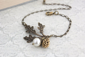 Woodland Charm Bracelet | Pinecone Pearl Acorn