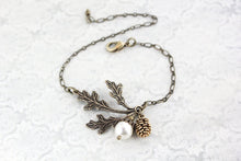 Load image into Gallery viewer, Woodland Charm Bracelet | Pinecone Pearl Acorn