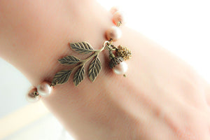 Branch Bracelet Pine Cone Acorn Charm