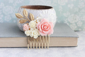 Blush Pink Rose Comb