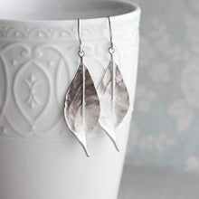 Load image into Gallery viewer, Long Silver Leaf Earrings