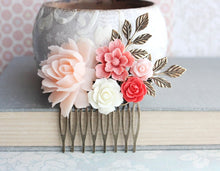 Load image into Gallery viewer, Bridal Hair Comb| Blush Pink and Coral Red