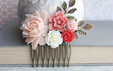 Load image into Gallery viewer, Bridal Hair Comb| Blush Pink and Coral Red