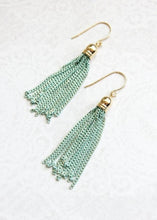 Load image into Gallery viewer, Aqua Chain Tassel Earrings