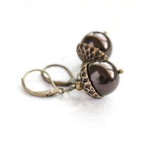 Load image into Gallery viewer, Chocolate Brown Acorn Earrings