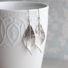 Load image into Gallery viewer, Long Silver Leaf Earrings