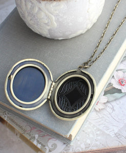 Cameo Locket Necklace | Lady on Dark Navy