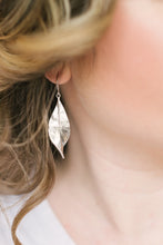 Load image into Gallery viewer, Long Silver Leaf Earrings