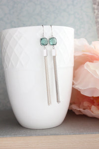 Long Chain Earrings | Erinite Blue Glass