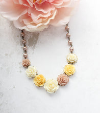 Load image into Gallery viewer, Floral Statement Bib Necklace | Pearls and Roses