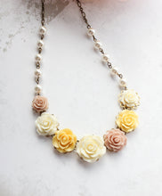 Load image into Gallery viewer, Floral Statement Bib Necklace | Pearls and Roses