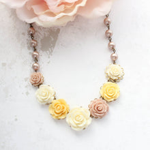 Load image into Gallery viewer, Floral Statement Bib Necklace | Pearls and Roses