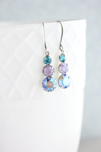 Light Sapphire Earrings | Teal and Mauve