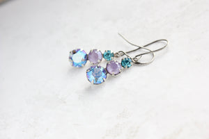 Light Sapphire Earrings | Teal and Mauve