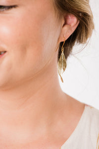 Long Silver Leaf Earrings