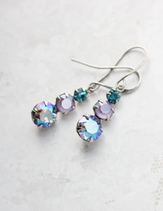 Light Sapphire Earrings | Teal and Mauve