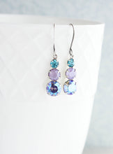 Load image into Gallery viewer, Light Sapphire Earrings | Teal and Mauve