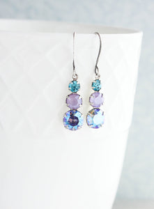 Light Sapphire Earrings | Teal and Mauve