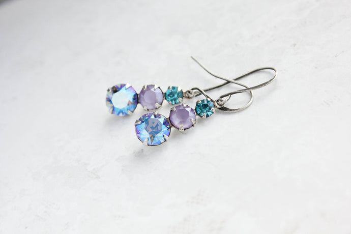 Light Sapphire Earrings | Teal and Mauve