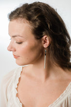 Load image into Gallery viewer, Long Chain Earrings | Aqua Glass and Ivory Gold Chain