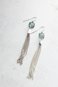 Long Chain Earrings | Erinite Blue Glass