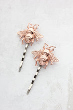 Load image into Gallery viewer, Bee Bobby Pins | Rose Gold Bee Hair Pins