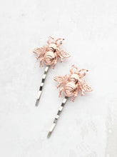 Load image into Gallery viewer, Bee Bobby Pins | Rose Gold Bee Hair Pins