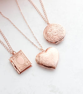 Rose Gold Locket Necklace (3 styles)