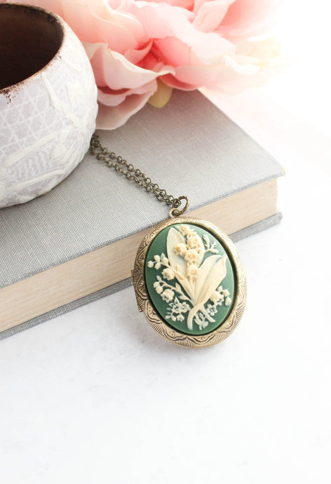 Lily of the Valley Cameo Necklace | Photo Locket Necklace