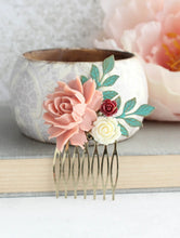 Load image into Gallery viewer, Bridal Hair Comb | Verdigris Patina Leaves