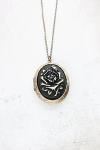 Black Rose Locket Necklace