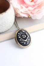 Load image into Gallery viewer, Black Rose Locket Necklace