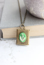 Load image into Gallery viewer, Lily of the Valley Necklace Book Locket Necklace