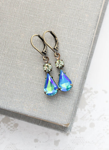 Aurora Borealis Glass Earrings | Aquamarine