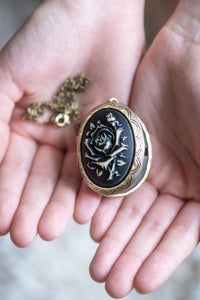 Black Rose Locket Necklace