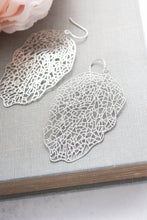 Load image into Gallery viewer, Big Leaf Earrings | Silver Filigree Leaf