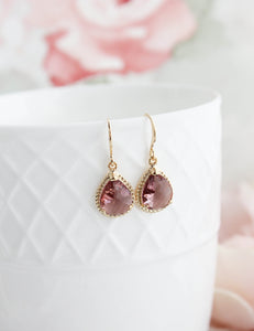 Glass Teardrop Earrings (3 colors available)