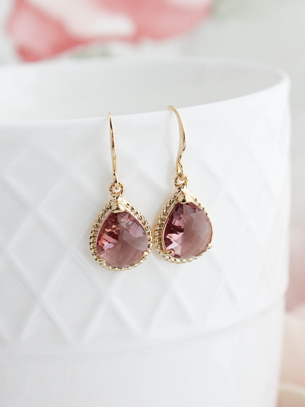 Glass Teardrop Earrings (3 colors available)