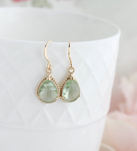 Glass Teardrop Earrings (3 colors available)